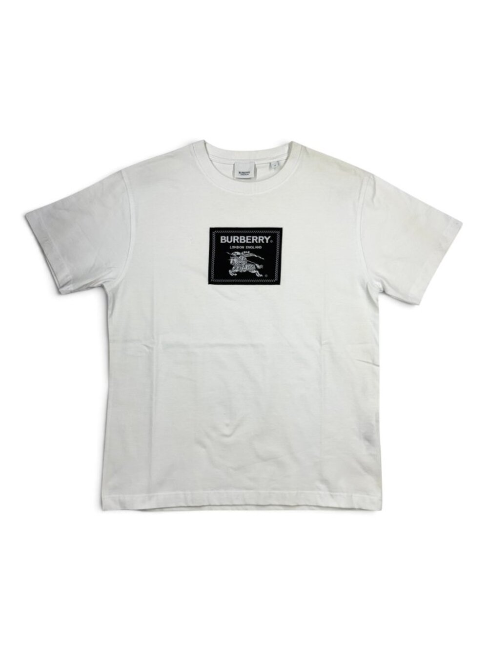 Burberry White Equestrian Knight Logo Patch Cotton T-Shirt Size Medium